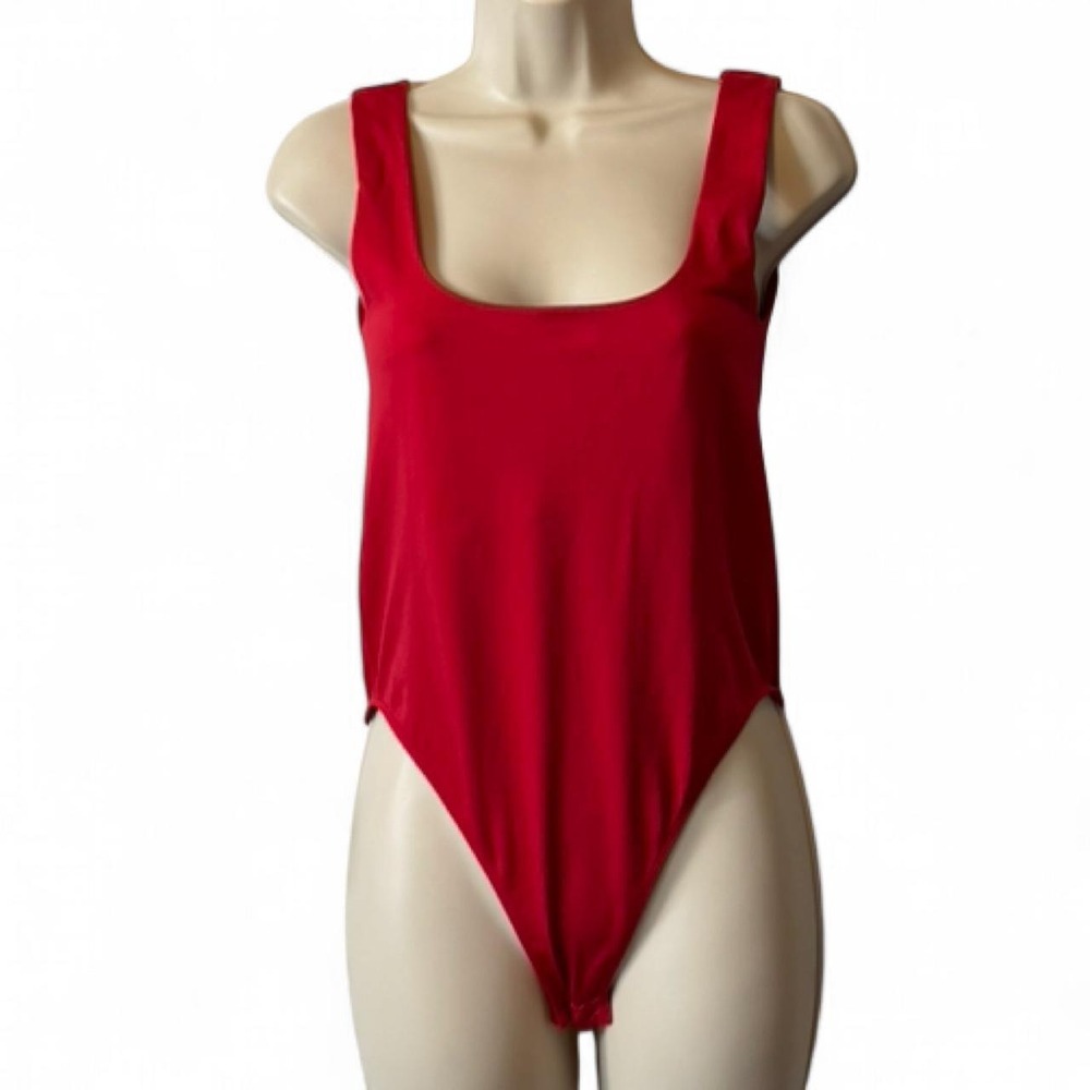 A New Day Red Square Neck Bodysuit,‎ Women's Size S